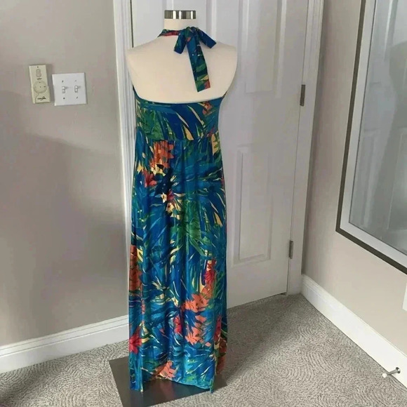 Soma halter key hole maxi dress blue floral print size small - Picture 3 of 7